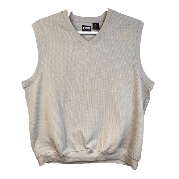 Ping Collection Golf Vest Men's XL Cream V Neck Preppy Casual Cotton Blend - Picture 9 of 9